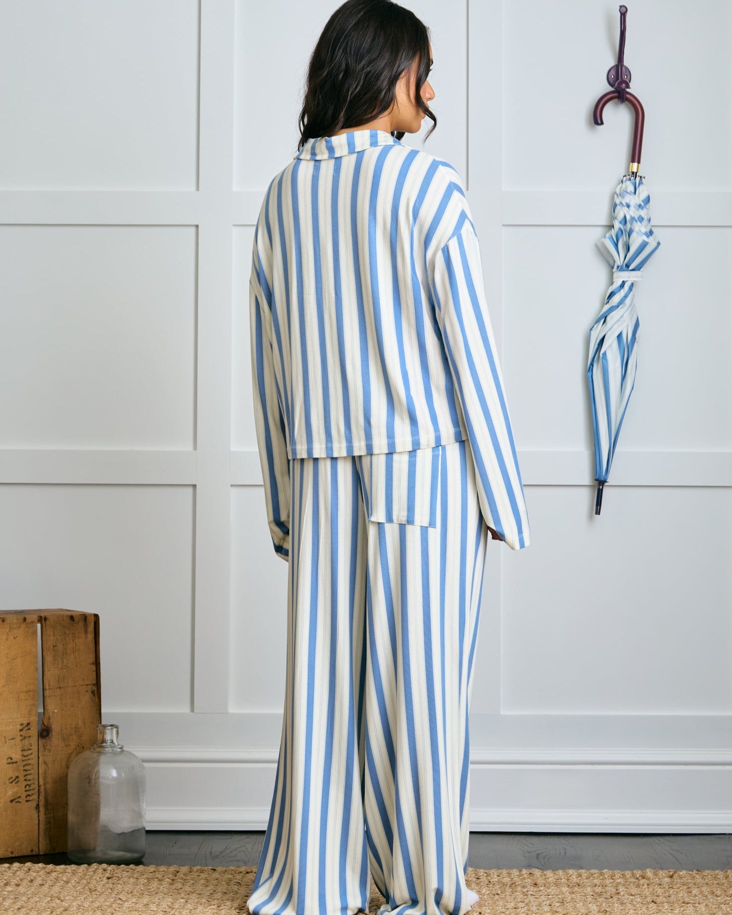 Garden Bed Sleep Set - Tomato in Blue Pinstripe