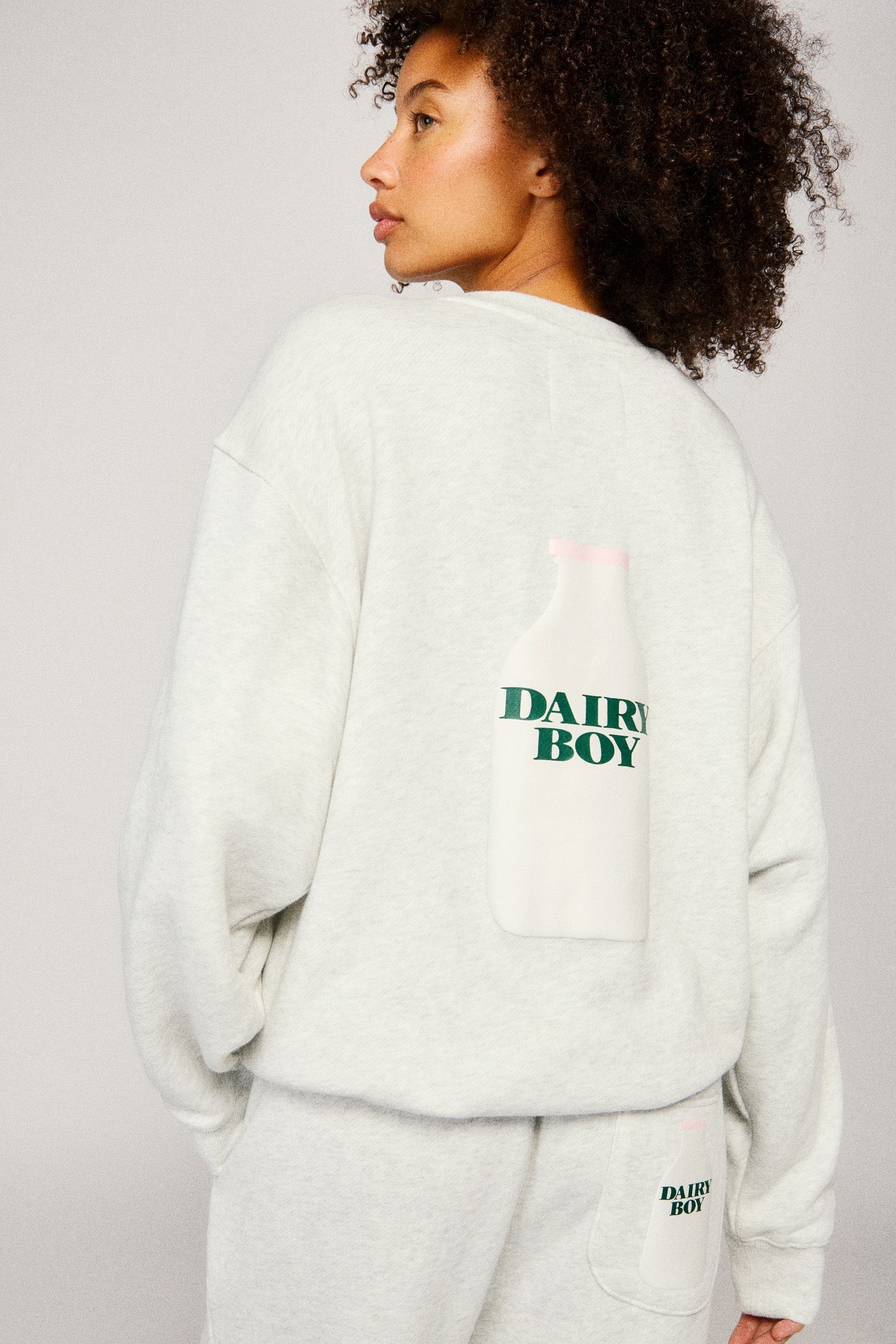 Milk Bottle Crewneck - Heather Grey