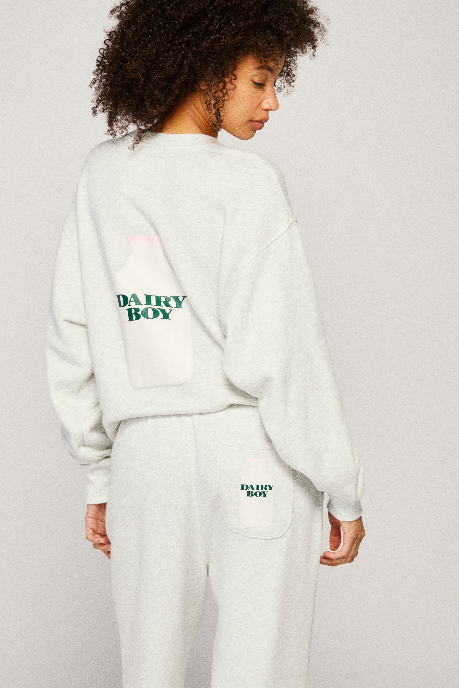 Milk Bottle Crewneck - Heather Grey