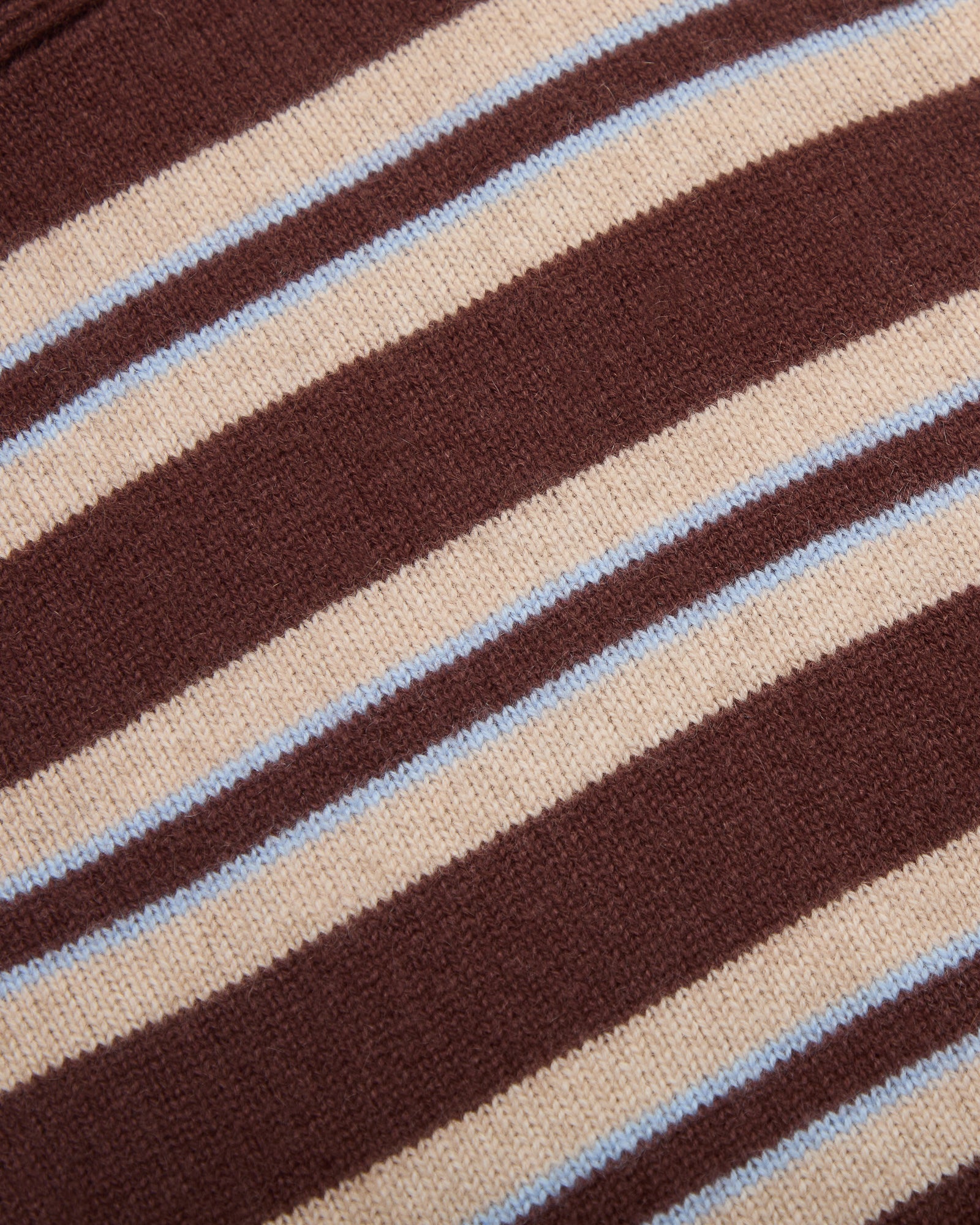 The Cashmere Zip Up - Coffee Stripe